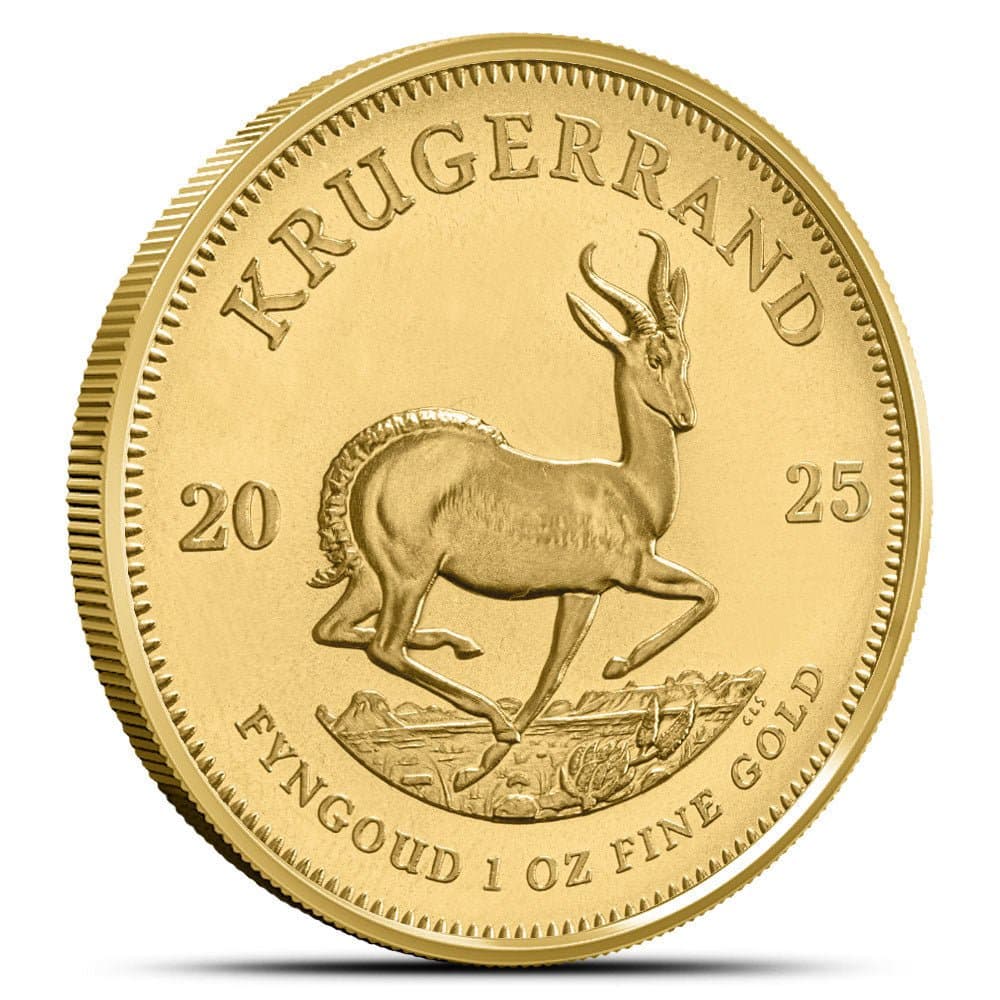 1 oz South African Gold Krugerrand – Reverse with Springbok Antelope (Random Year)