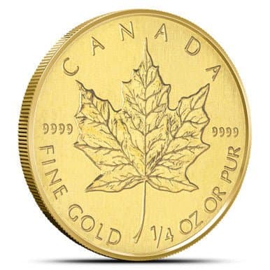 1/4 oz Canadian Gold Maple Leaf Coin – Reverse with Maple Leaf Design (Random Year)