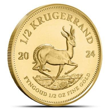 1/2 oz South African Gold Krugerrand – Reverse with Springbok Antelope (Random Year)