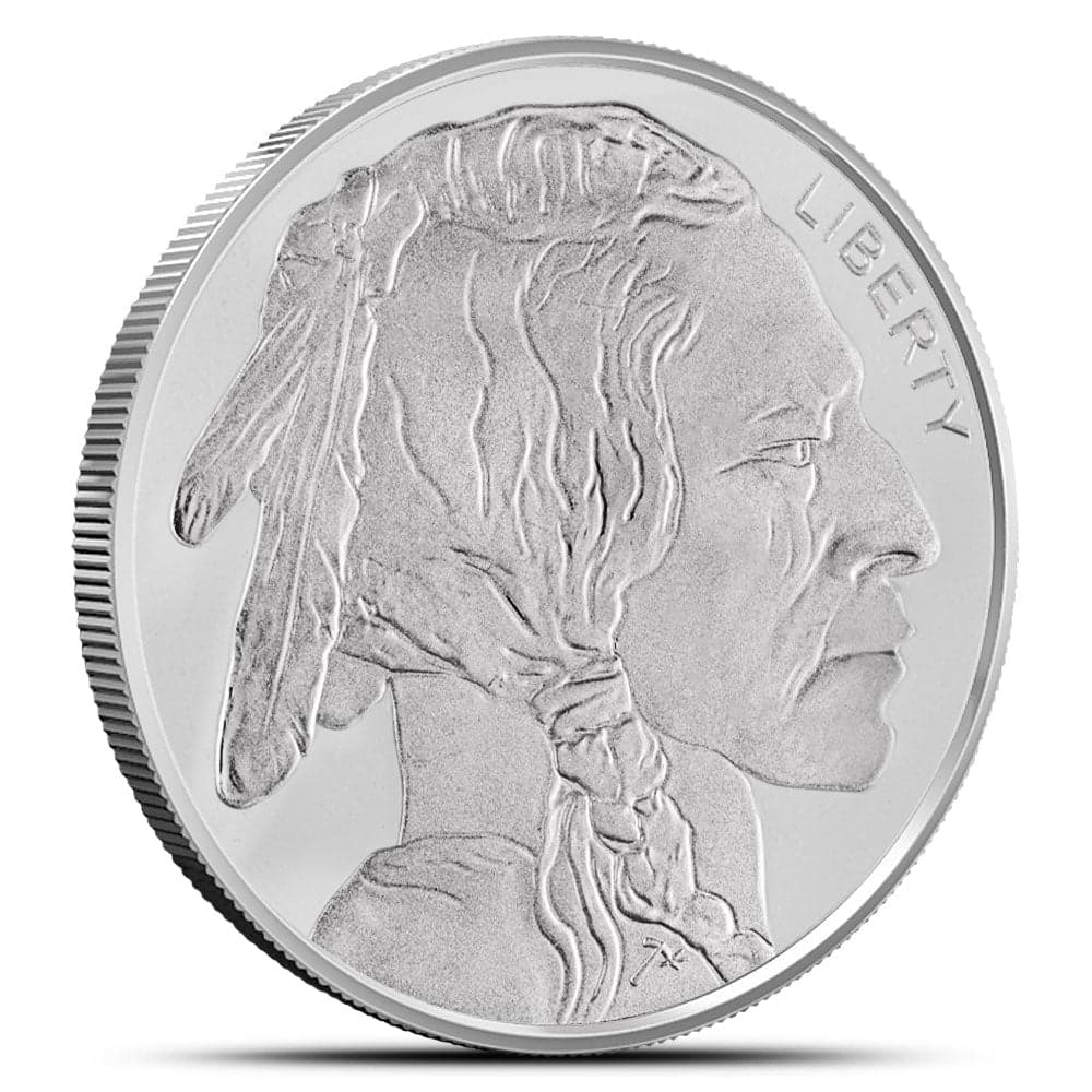 1 oz Silver Buffalo Round – Obverse with Native American Profile, Random Mint