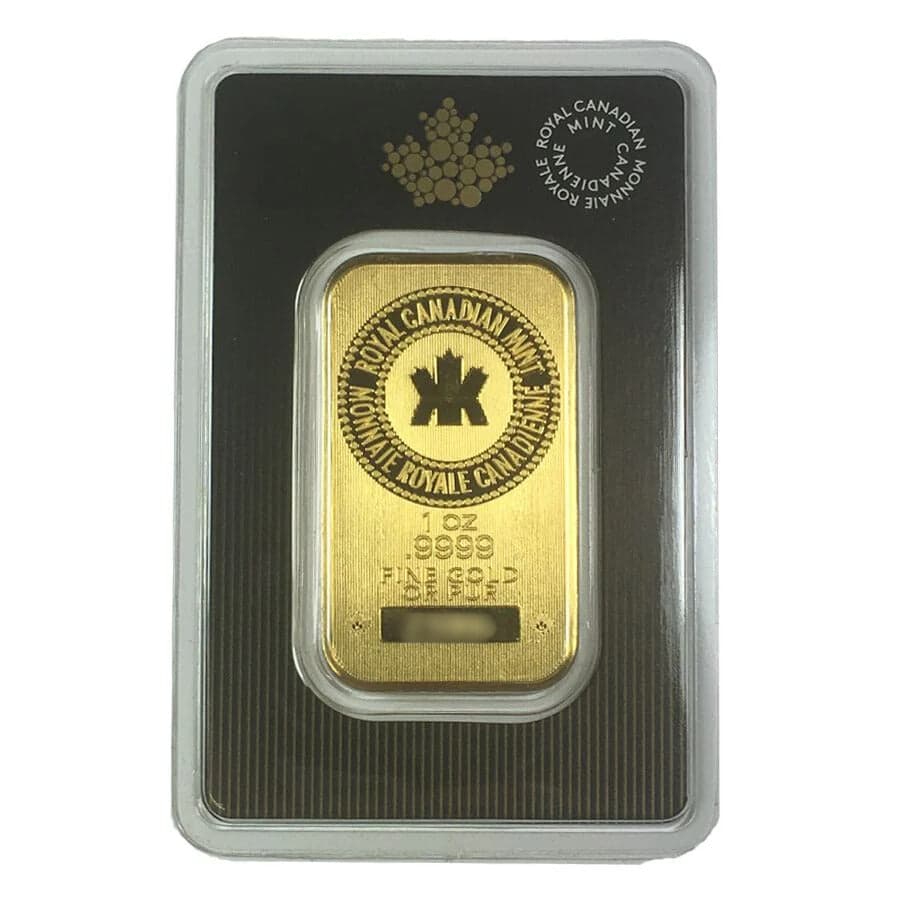 1 oz Royal Canadian Gold Bar – .9999 Fine Gold in Assay Card