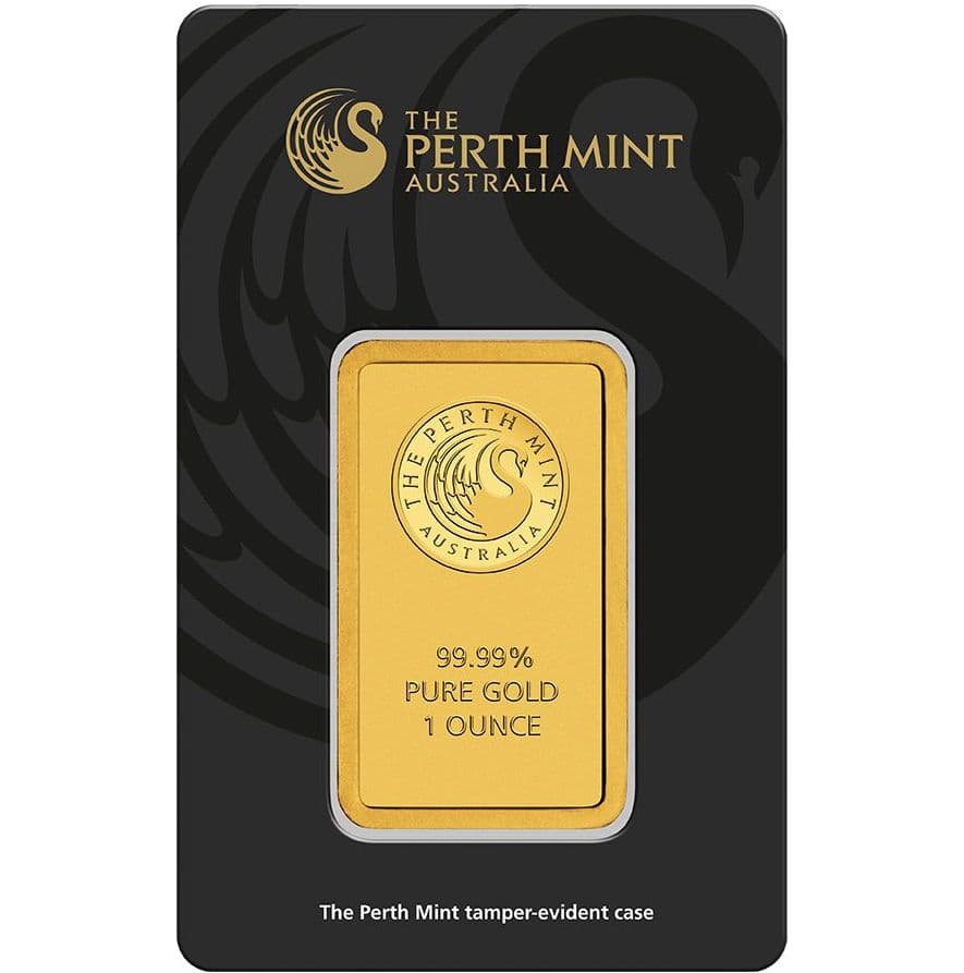 1 oz Perth Mint Gold Bar – .9999 Fine Gold in Assay Card
