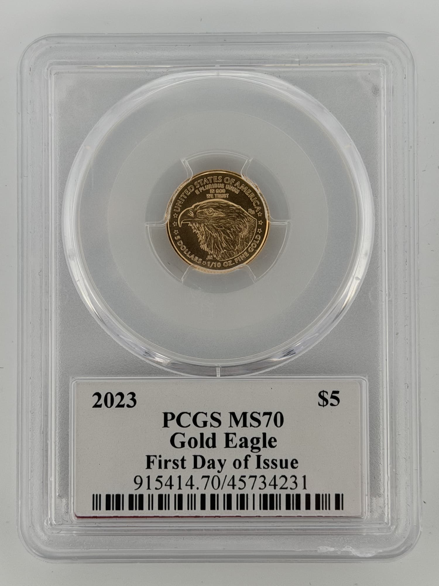 2023 $5 Gold Eagle First Day of Issue John Dannreuther (First Day of Issue) PCGS MS70 obverse