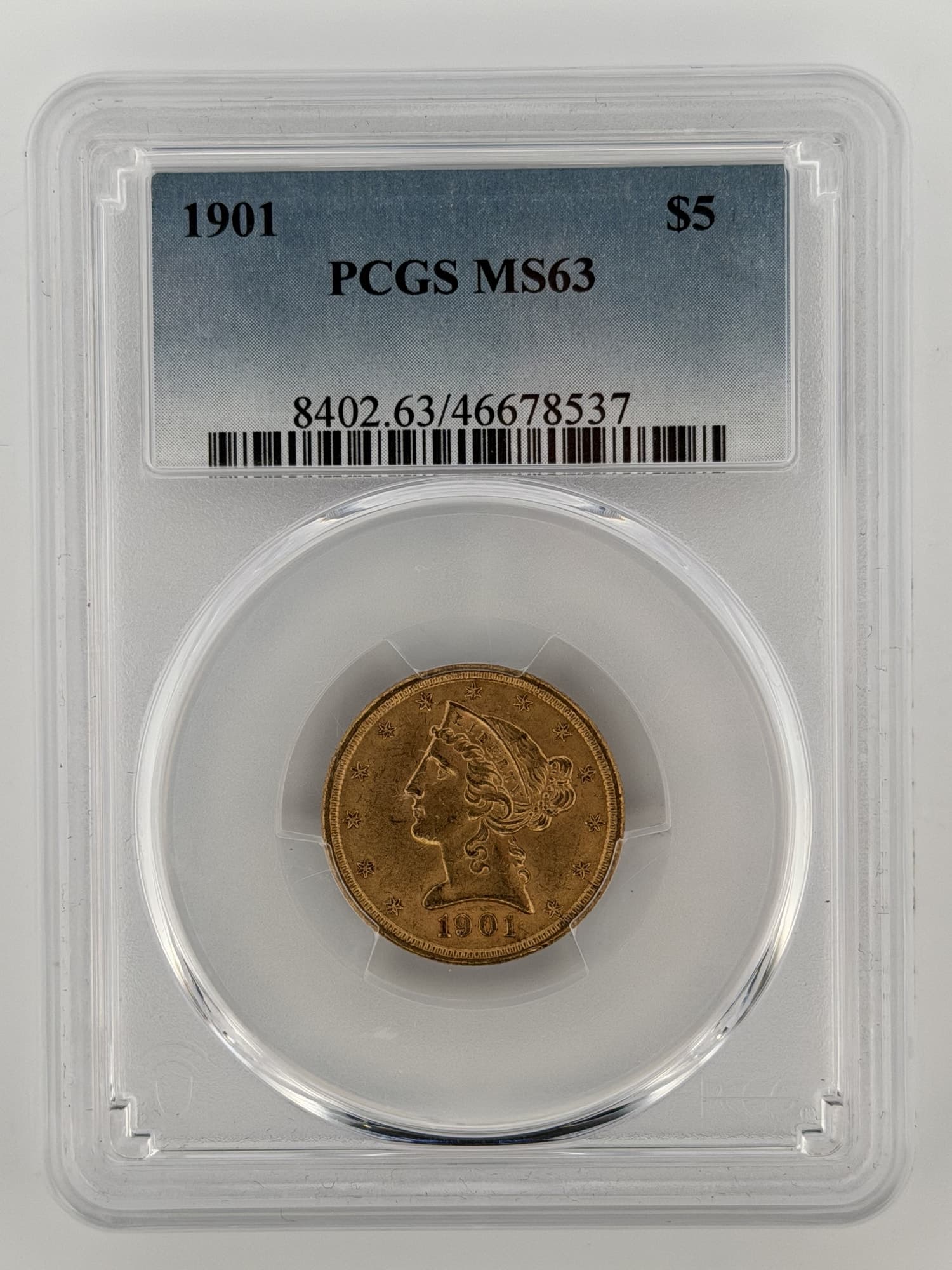 1901-P Liberty Head Half Eagle PCGS MS63 obverse in slab showing coronet Liberty portrait and date 1901